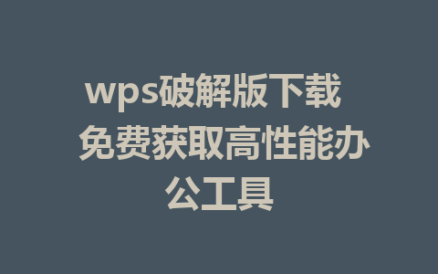 wps破解版下载  免费获取高性能办公工具