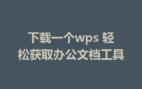 下载一个wps 轻松获取办公文档工具