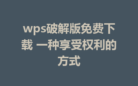 wps破解版免费下载 一种享受权利的方式